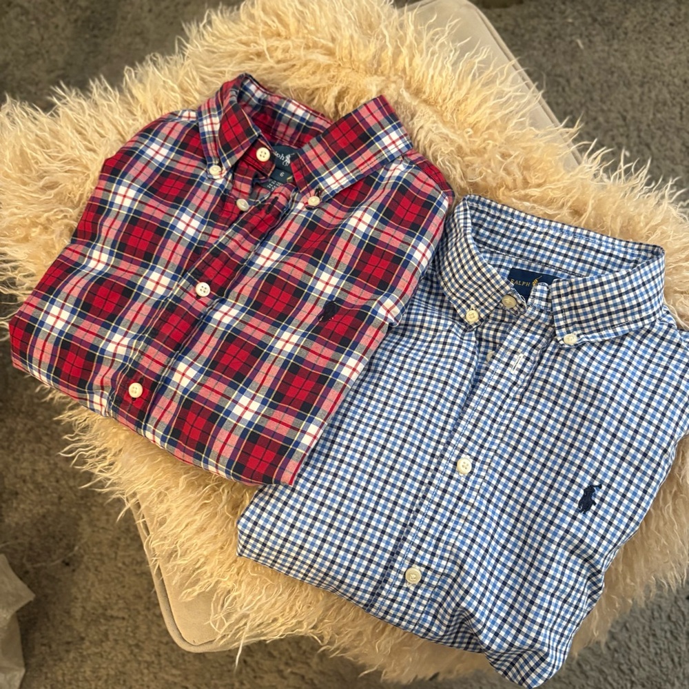 2 Polo by Ralph Lauren kids Blue Checkered Shirts